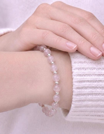 925 Ayar Gümüş Pembe kuvars Taşi Bileklik