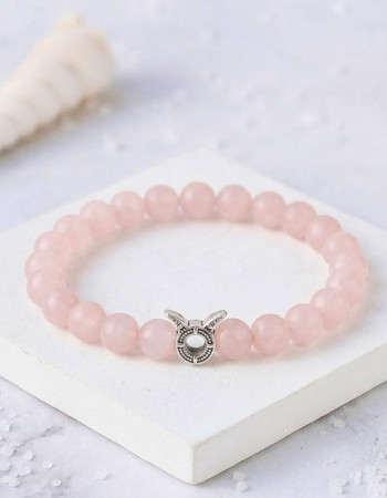 6mm Natural Rose Quartz Bracelet - Zodiac Sign can be added to the bracelet