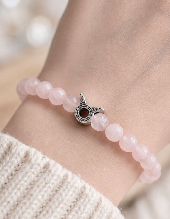 6mm Natural Rose Quartz Bracelet - Zodiac Sign can be added to the bracelet