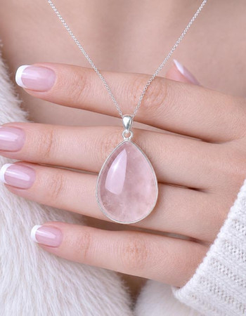 Natural Rose Quartz Stone Pendant
