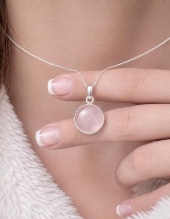 925 Silver Natural Rose Quartz Stone Pendant