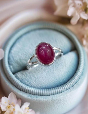 925 Silver Natural Red Ruby Stone Ring - No : 1200