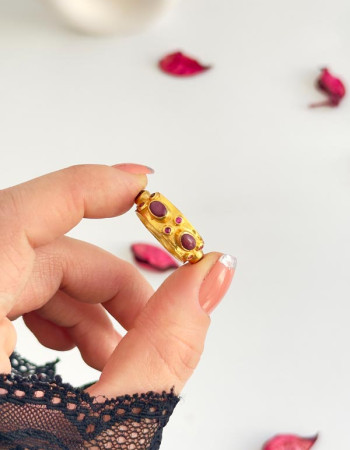 925 Silver Natural Red Ruby Stone Ring - No:6600