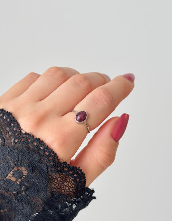 925 Silver Natural Red Ruby Stone Ring