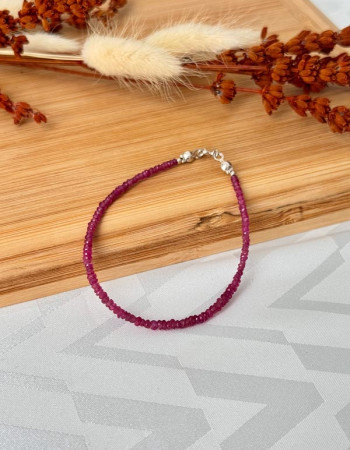 925 Silver Natural Red Ruby Stone Bracelet