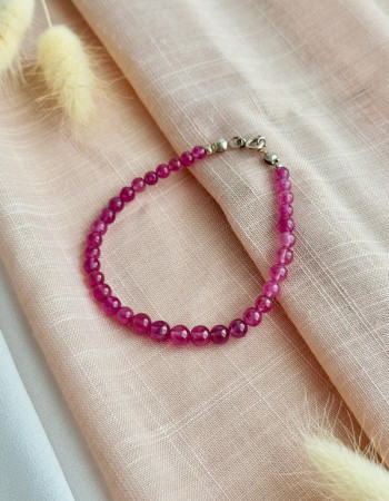925 Silver Natural Red Ruby Stone Bracelet