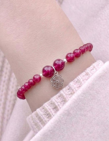 925 Silver Natural Red Ruby Stone Bracelet
