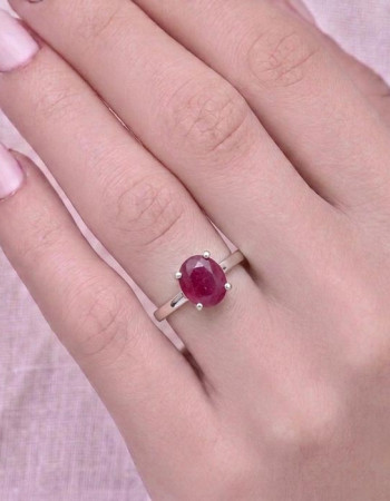 925 Silver Natural Red Ruby Stone Ring