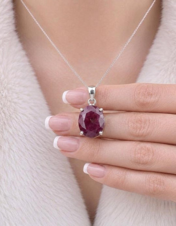 925 Silver Natural Red Ruby Stone Pendant