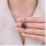 925 Silver Natural Red Ruby Stone Pendant - Natural Shape