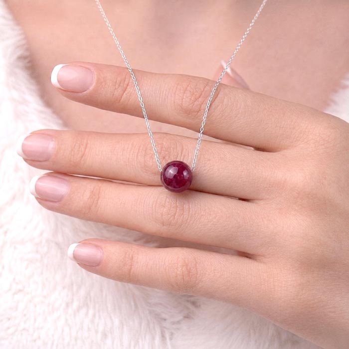 925 Silver Natural Red Ruby Stone Pendant