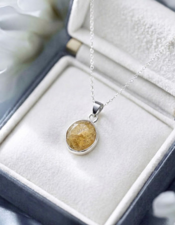 925 Sterling Silver Yellow Sapphire stone Pendant