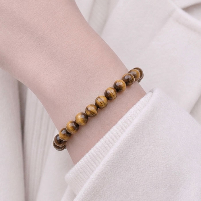 6mm Natural Tiger Eye Stone Bracelet