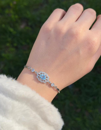 925 Ayar Gümüs Mavi Topaz Taşi Bileklik