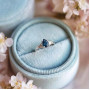 925 Silver Rare Blue London Topaz Stone Ring - Zircon Around