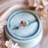 Multi Stone Ring , 925 Silver Natural Turquoise Stone & Coral Stone Ring