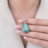 925 Silver Natural Turquoise Stone Pendant - Raw Shape
