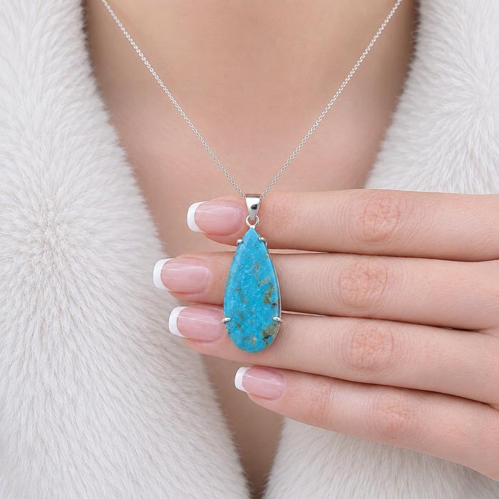 925 Silver Natural Turquoise Stone Pendant