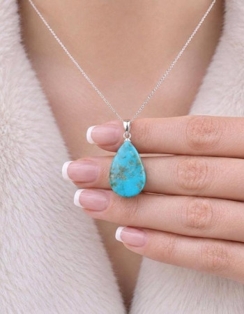 925 Silver Natural Turquoise Stone Necklace