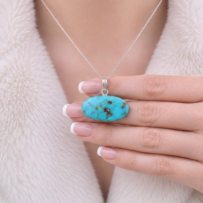 925 Silver Natural Turquoise Stone Pendant