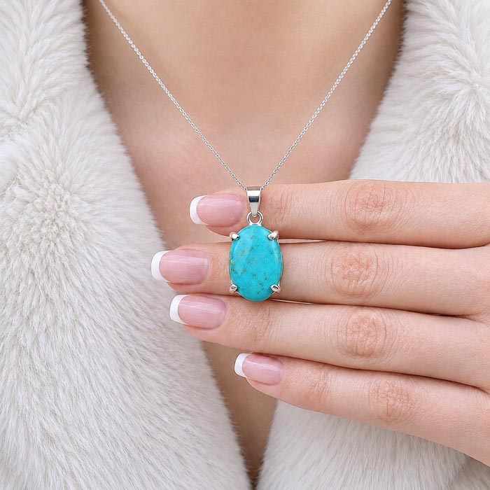 925 Silver Natural Turquoise Stone Pendant