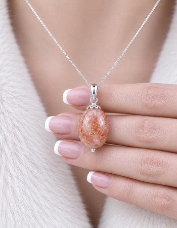 925 Sterling Silver Sun stone Pendant