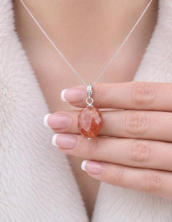 925 Sterling Silver Sun stone Pendant