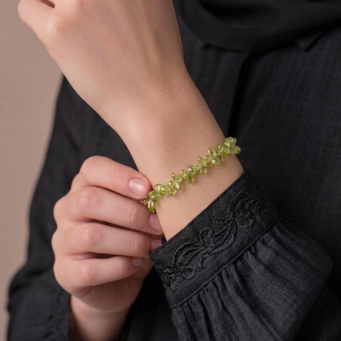 925 Sterling Silver Bracelet , Peridot Stone Bracelet