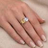 Multi Stone Ring , 925 Silver Natural Moonstone & Citrine Quartz Stone Ring