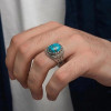 925 Silver Natural Turquoise Stone Ring - Men Ring