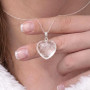 925 Silver Natural Crystal Quartz Pendant -  Heart of Love
