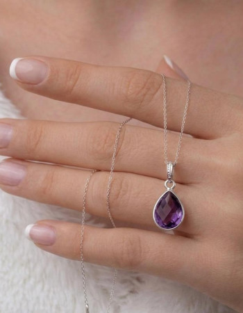 925 Silver Natural Amethyst Necklace