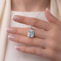 925 Silver Rare Blue Topaz Stone Pendant - Zircon Around