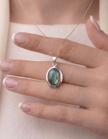 925 Silver Labradorite Stone Pendant