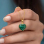 925 Silver Malachite Stone Pendant -  Heart Shape