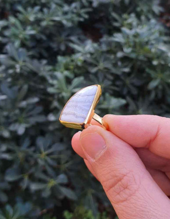 925 Ayar Gümüş Mavi Kalsedon Taşı Yüzük