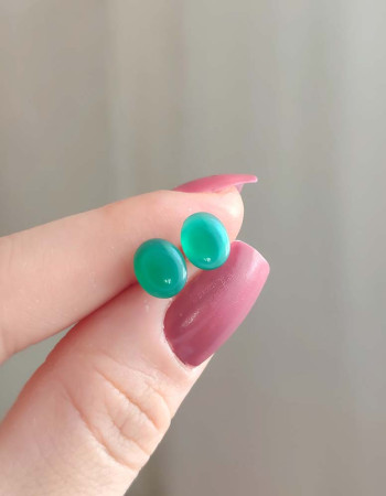 925 Silver Natural Green Agate Earring
