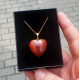 925 Silver Natural Red Agate Pendant -  Heart of Love