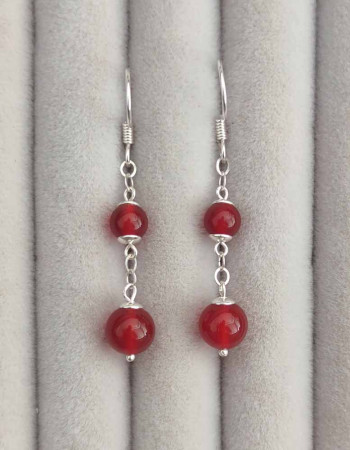 925 Silver Natural Red Agate Earring