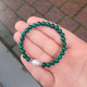 Natural Gemstone + Pearl Bracelet ,  6 mm Natural Green Agate With Pearl - No : BR0100