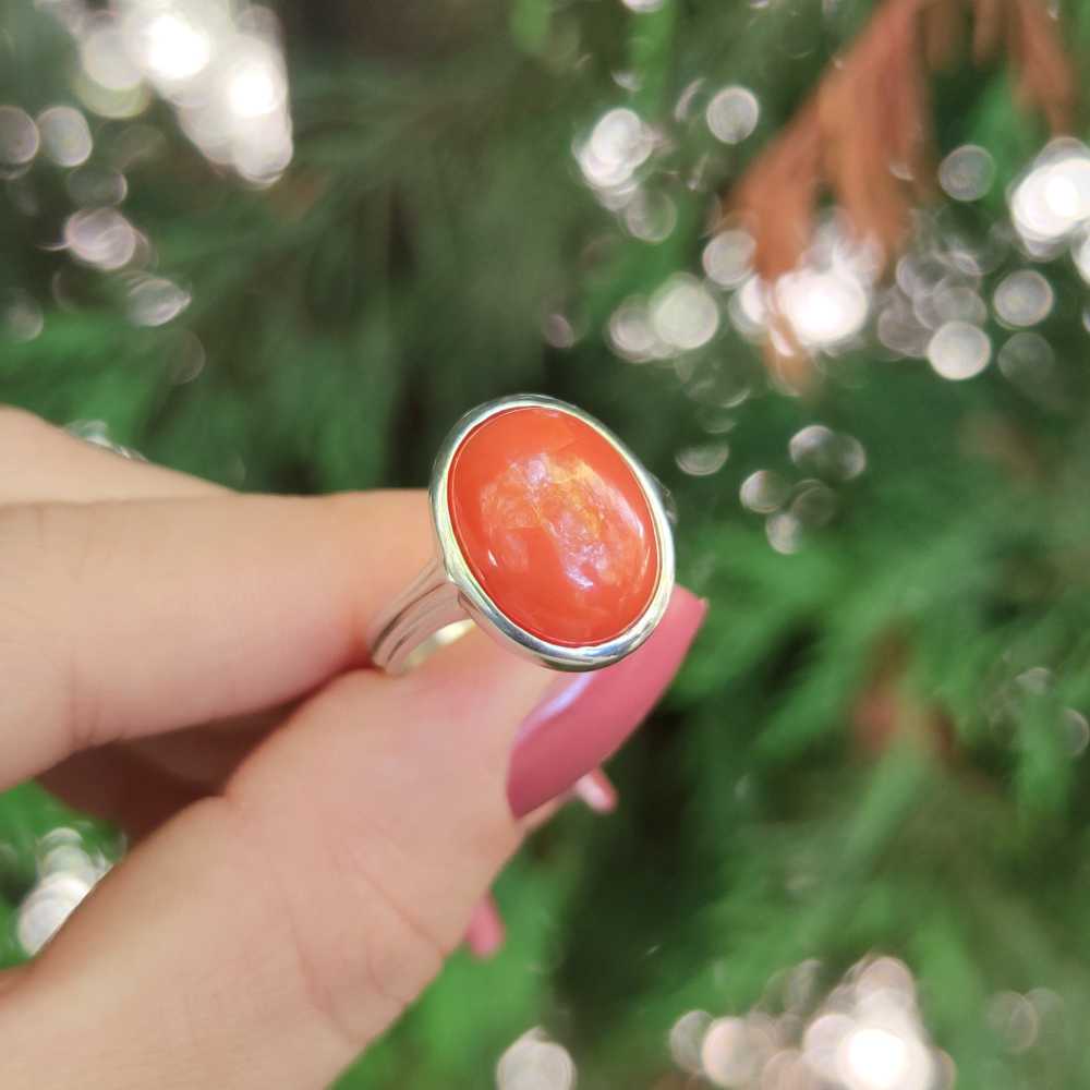 925 Silver Natural Red Agate Ring - No : 1100
