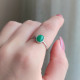 925 Silver Natural Green Agate Ring - No : 1300