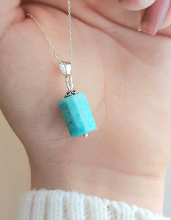 925 Sterling Silver Amazonite Stone Pendant