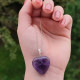 925 Silver Natural Amethyst Pendant - Heart of Love