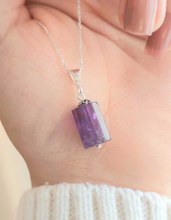 925 Silver Natural Amethyst Stone Pendant