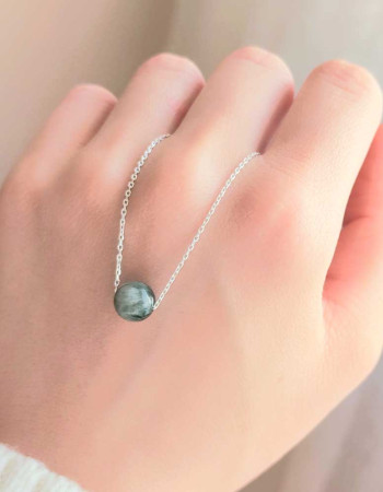 925 Ayar Gümüs Kedi Gözü Kolye