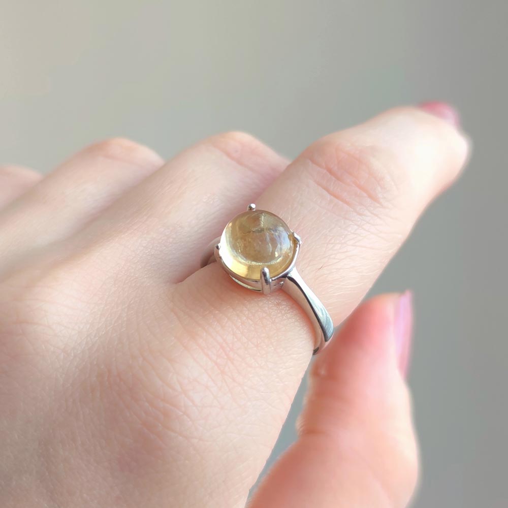 925 Sterling Silver Citrine Stone Ring