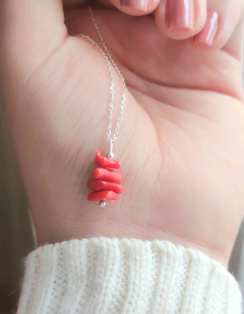 925 Silver Natural Red Coral Pendant