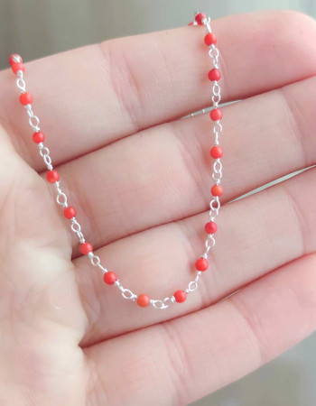 925 Silver Natural Red Coral Necklace
