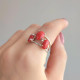 925 Silver Natural Red Coral Ring